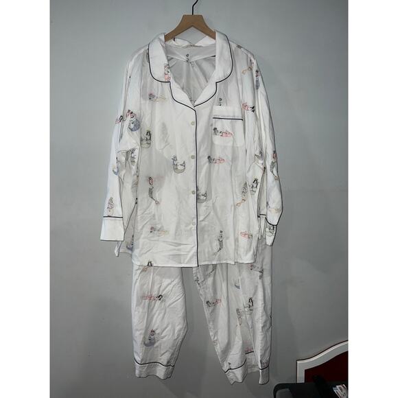Printfresh Other - Printfresh mermaid embroidered white pajama set long sleeve size 6x